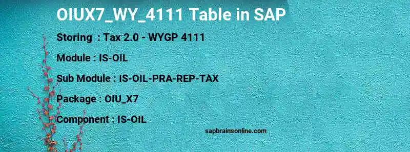 SAP OIUX7_WY_4111 table