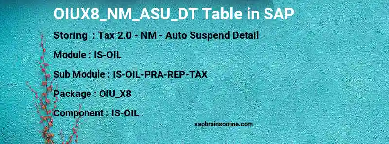 SAP OIUX8_NM_ASU_DT table