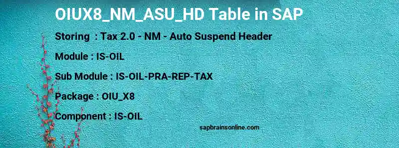 SAP OIUX8_NM_ASU_HD table