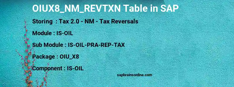 SAP OIUX8_NM_REVTXN table