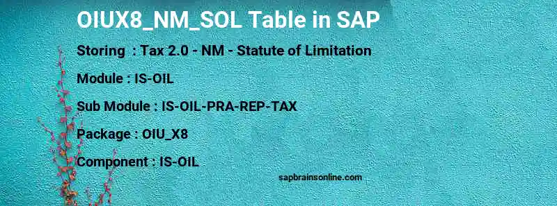 SAP OIUX8_NM_SOL table