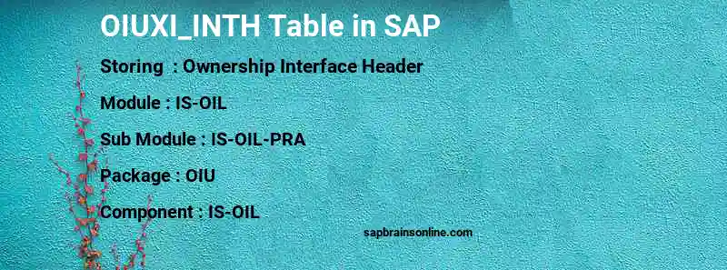 SAP OIUXI_INTH table