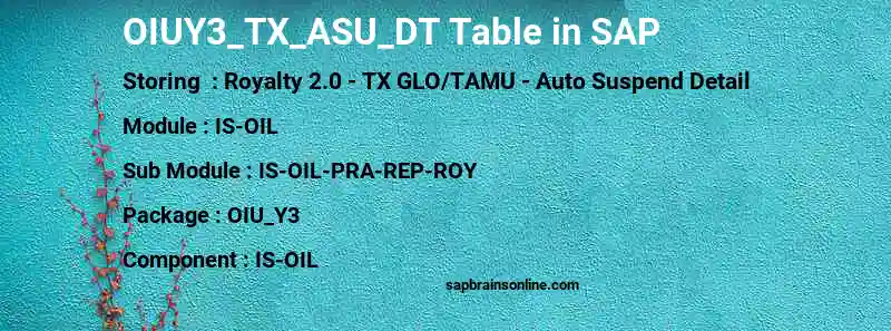 SAP OIUY3_TX_ASU_DT table