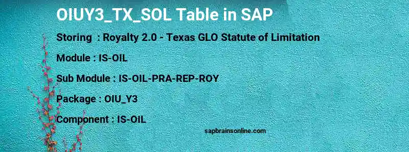 SAP OIUY3_TX_SOL table