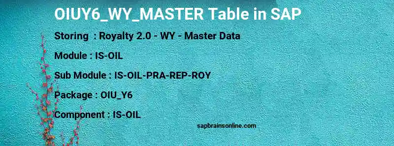 SAP OIUY6_WY_MASTER table
