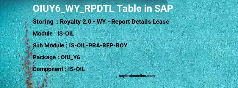 SAP OIUY6_WY_RPDTL table