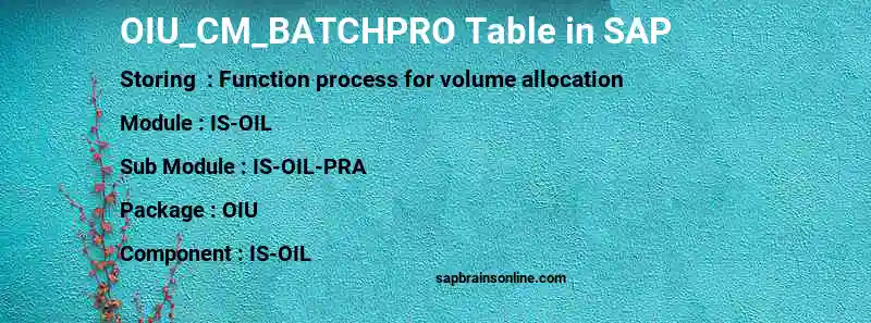 SAP OIU_CM_BATCHPRO table