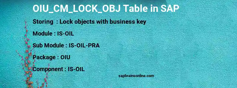 SAP OIU_CM_LOCK_OBJ table
