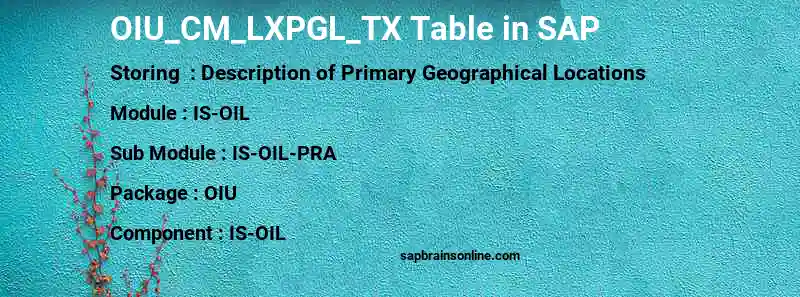 SAP OIU_CM_LXPGL_TX table
