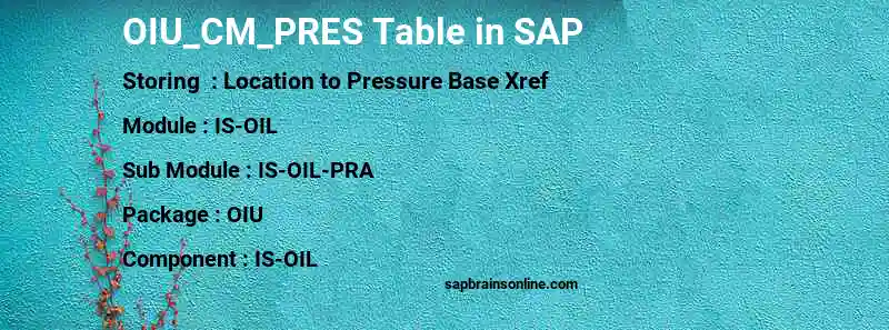 SAP OIU_CM_PRES table