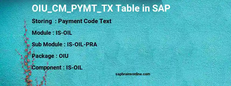 SAP OIU_CM_PYMT_TX table