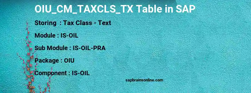 SAP OIU_CM_TAXCLS_TX table