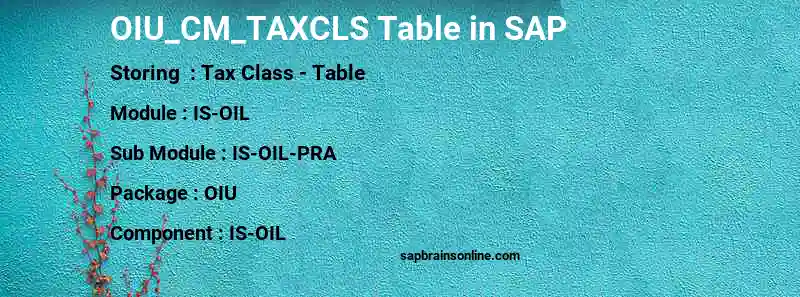 SAP OIU_CM_TAXCLS table
