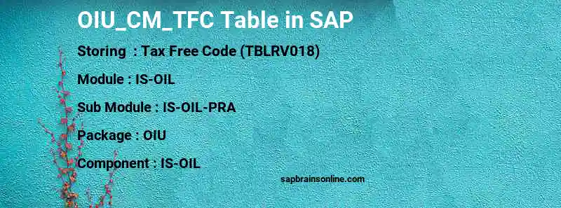 SAP OIU_CM_TFC table