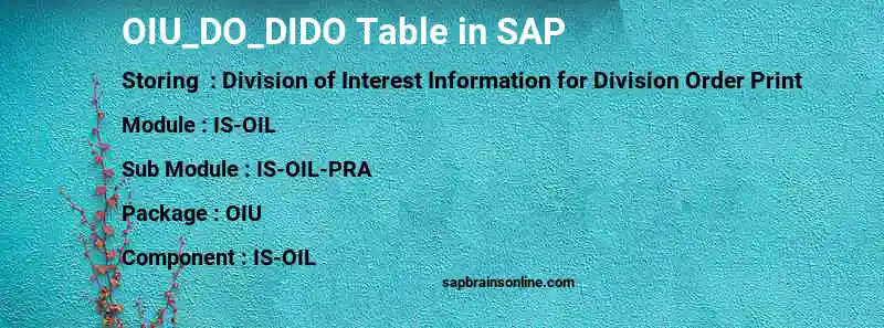 SAP OIU_DO_DIDO table