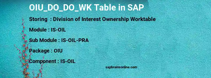 SAP OIU_DO_DO_WK table