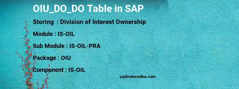 SAP OIU_DO_DO table