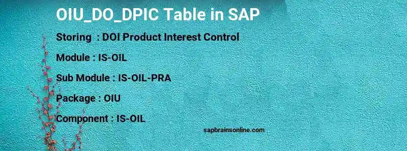 SAP OIU_DO_DPIC table