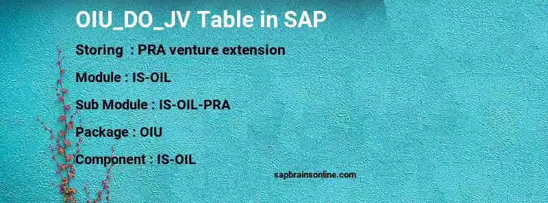 SAP OIU_DO_JV table