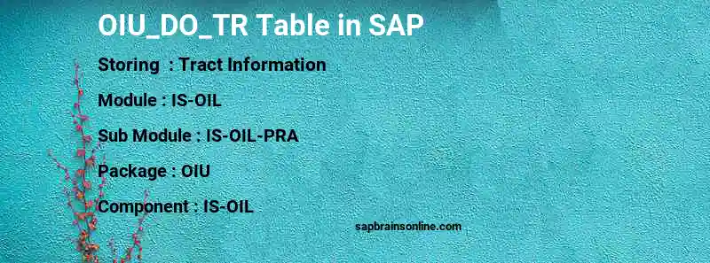 SAP OIU_DO_TR table