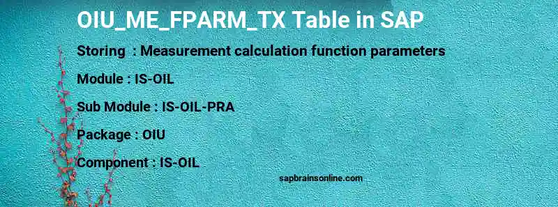 SAP OIU_ME_FPARM_TX table