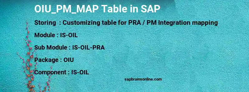 SAP OIU_PM_MAP table