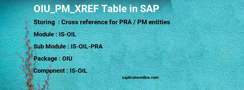 SAP OIU_PM_XREF table