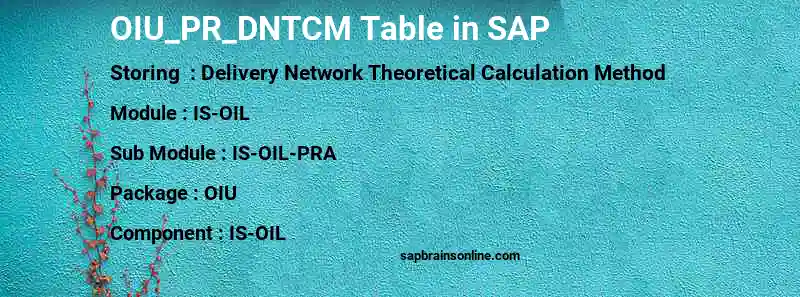 SAP OIU_PR_DNTCM table