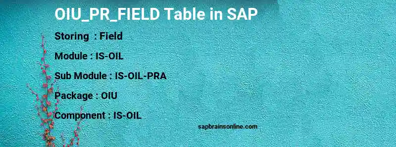 SAP OIU_PR_FIELD table