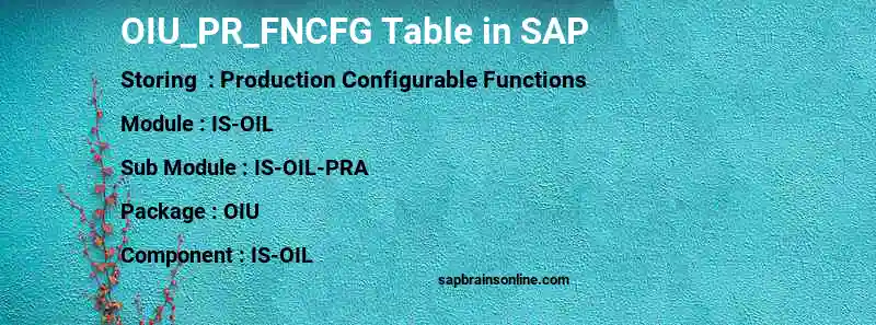 SAP OIU_PR_FNCFG table