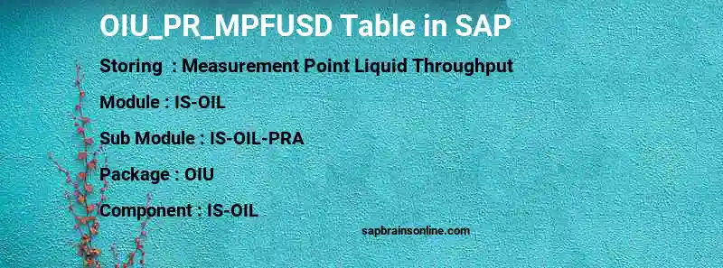 SAP OIU_PR_MPFUSD table