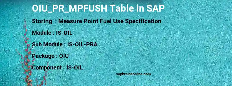 SAP OIU_PR_MPFUSH table