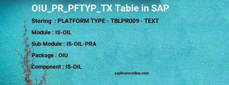 SAP OIU_PR_PFTYP_TX table