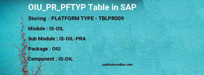 SAP OIU_PR_PFTYP table