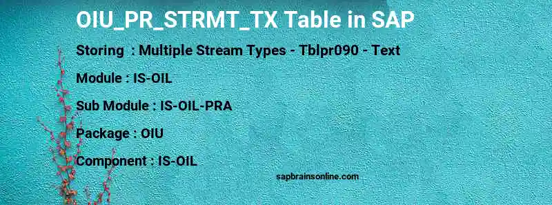 SAP OIU_PR_STRMT_TX table