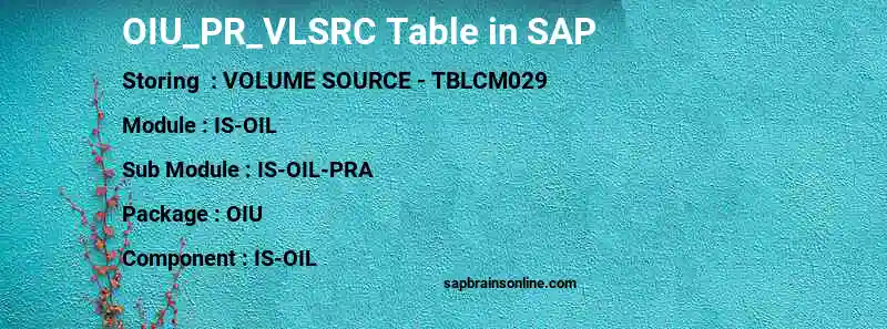 SAP OIU_PR_VLSRC table