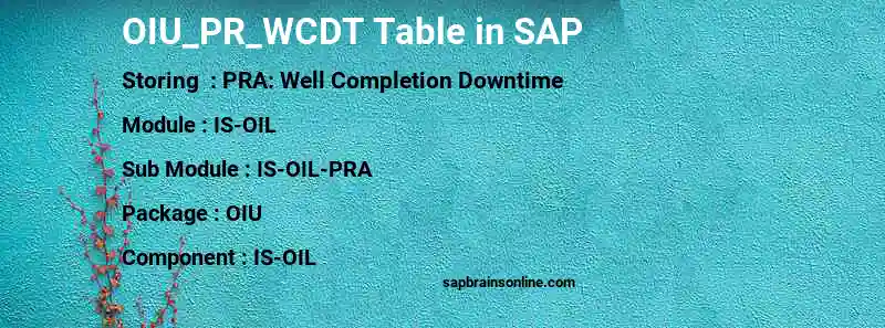 SAP OIU_PR_WCDT table