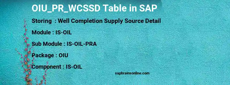 SAP OIU_PR_WCSSD table
