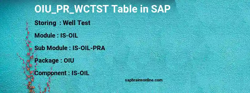 SAP OIU_PR_WCTST table
