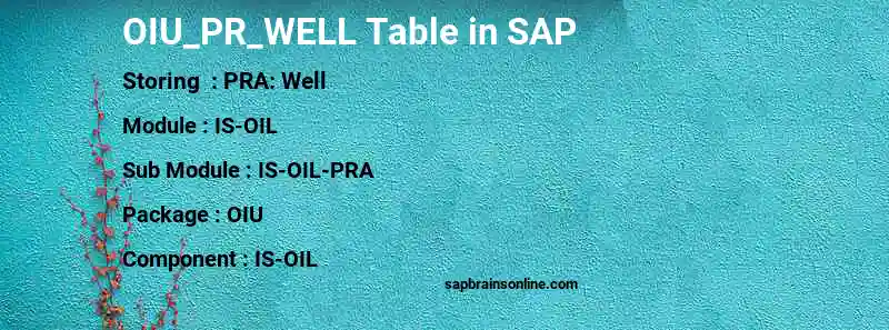 SAP OIU_PR_WELL table