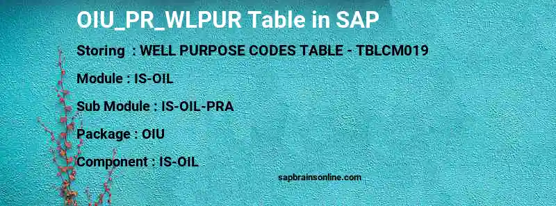 SAP OIU_PR_WLPUR table