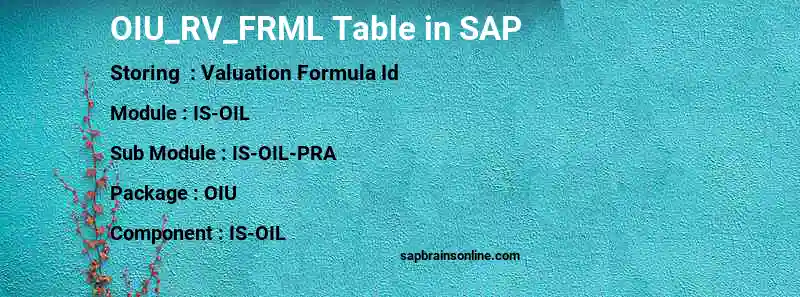 SAP OIU_RV_FRML table