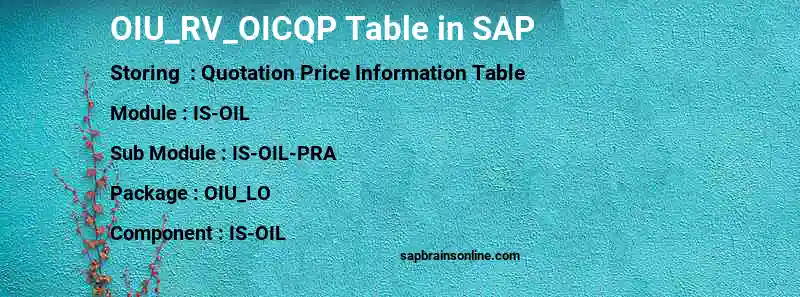 SAP OIU_RV_OICQP table