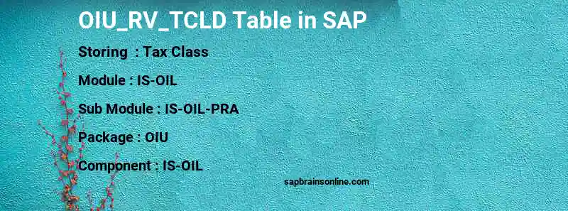 SAP OIU_RV_TCLD table