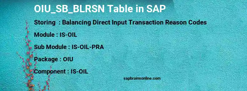 SAP OIU_SB_BLRSN table