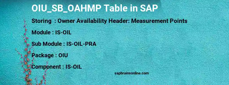 SAP OIU_SB_OAHMP table