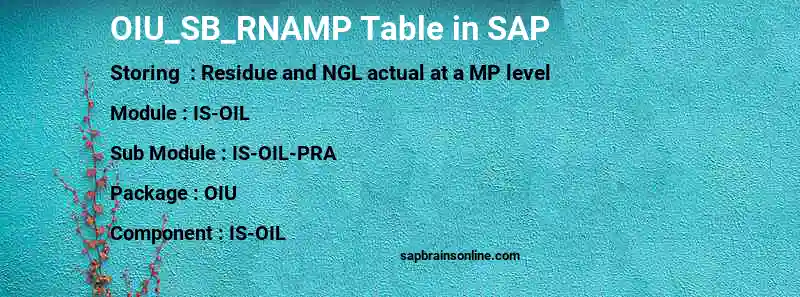 SAP OIU_SB_RNAMP table