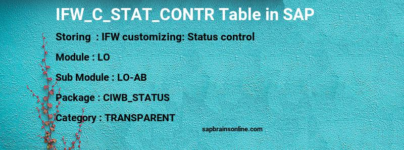 SAP IFW_C_STAT_CONTR table