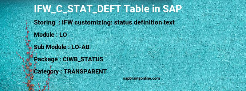SAP IFW_C_STAT_DEFT table
