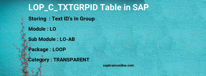 SAP LOP_C_TXTGRPID table